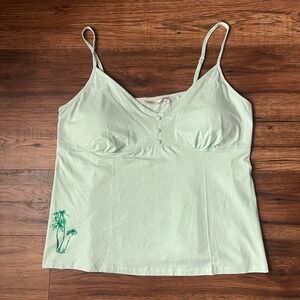 La Vie En Rose Mint Green Babydoll Cami Top Button Women 2X Padded Cups Y2K Boho